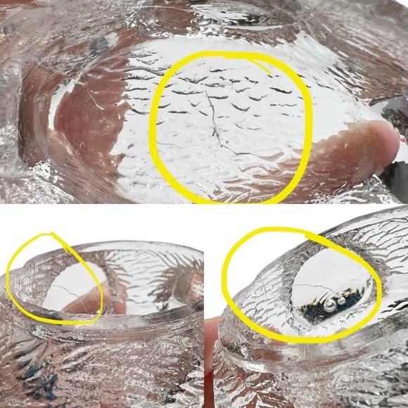 Lot of 2 Vintage Clear Glass Open Salt Cellars Wood Log & Rectangle Tub - Picture 13 of 15